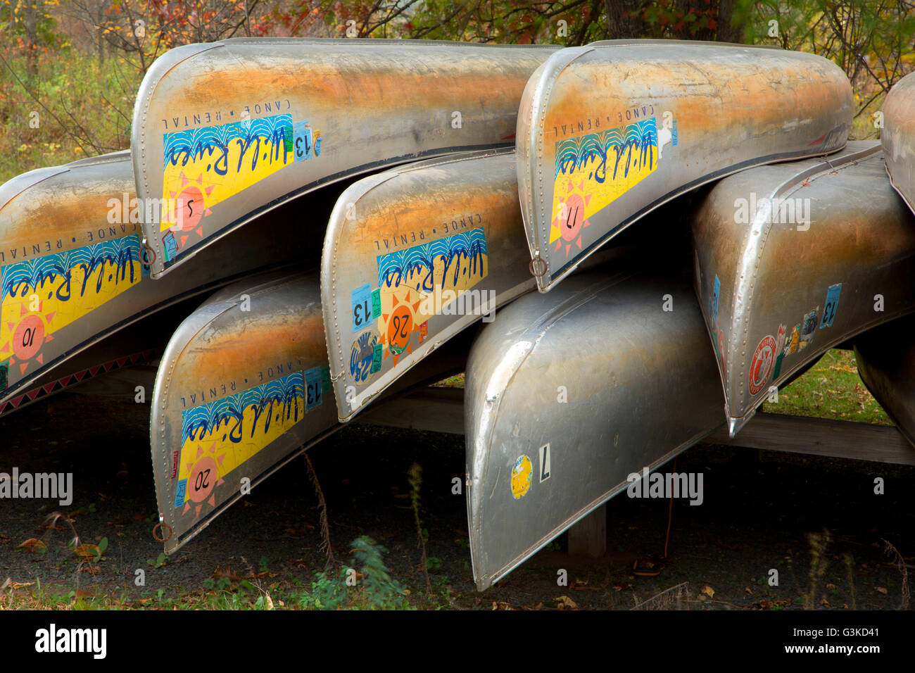 Noleggio canoe, St. Croix National Scenic Riverway, Wild River State Park, Minnesota Foto Stock