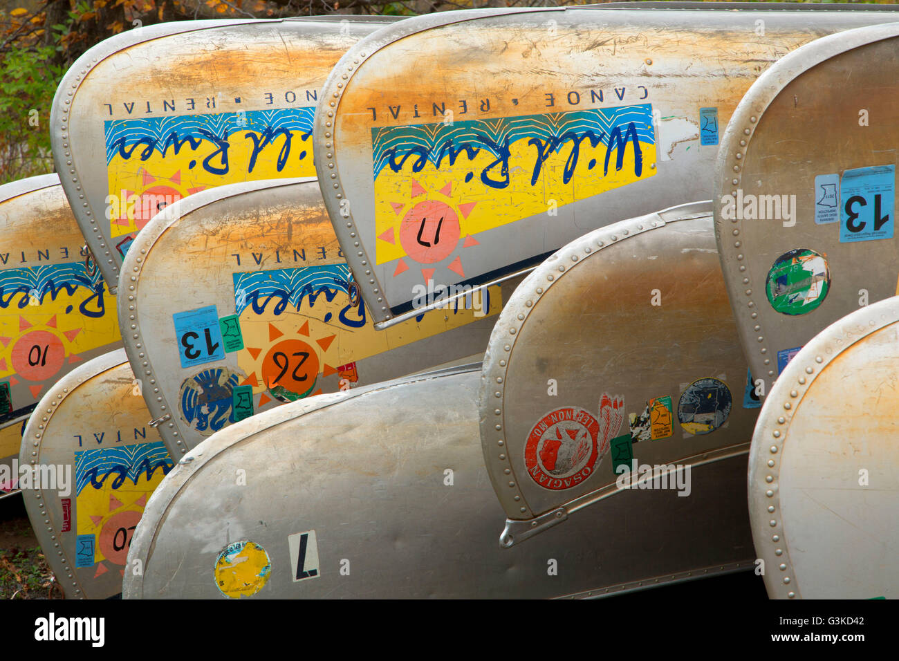 Noleggio canoe, St. Croix National Scenic Riverway, Wild River State Park, Minnesota Foto Stock