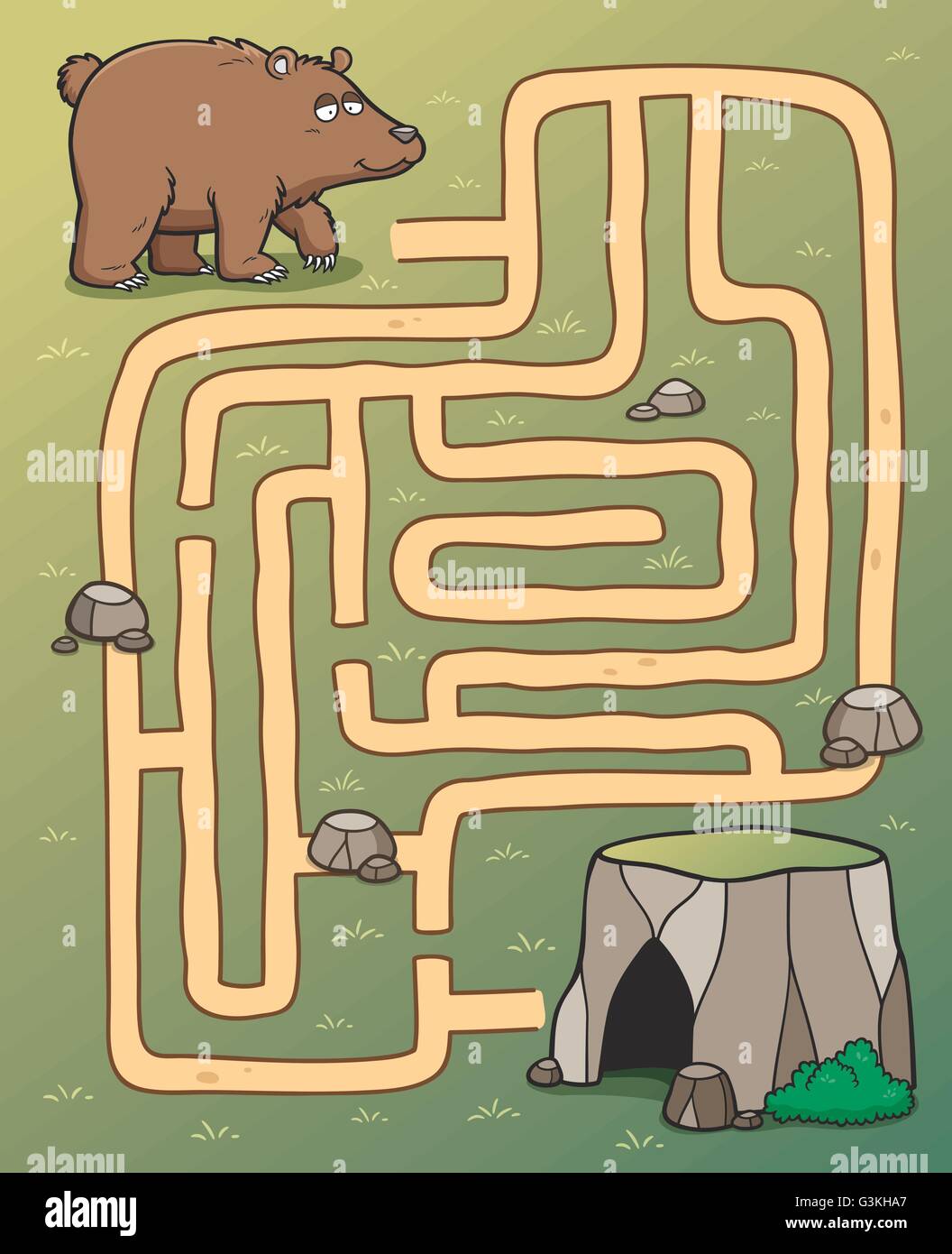 Illustrazione Vettoriale di educazione gioco labirinto portano alla grotta Illustrazione Vettoriale