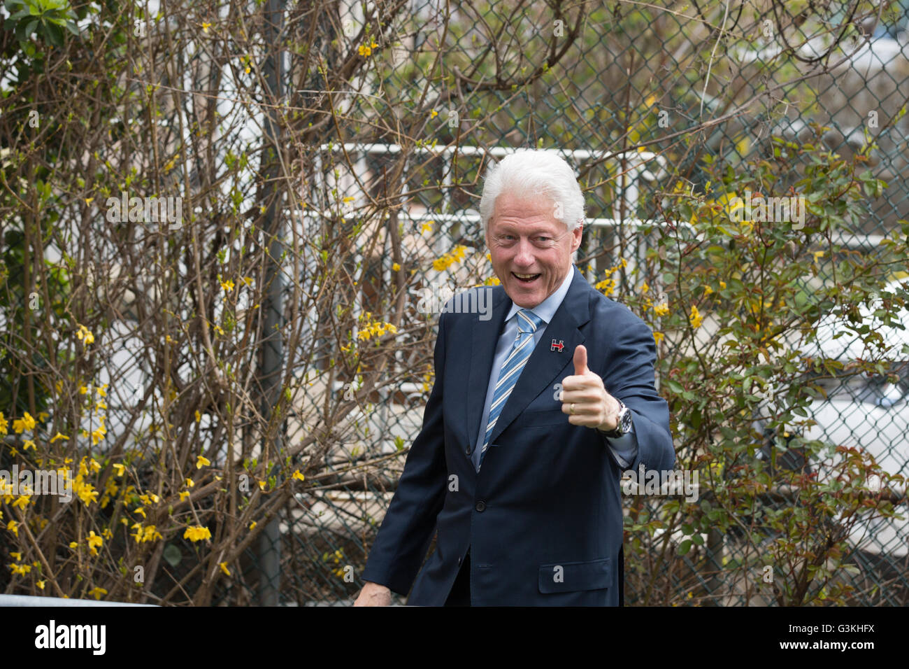 BLouise Wateridgerooklyn, Stati Uniti. Xi Apr, 2016. Bill Clinton rally per Hillary in Lefferts Gardens. © Louise Wateridge/Pacific Press/Alamy Live News Foto Stock