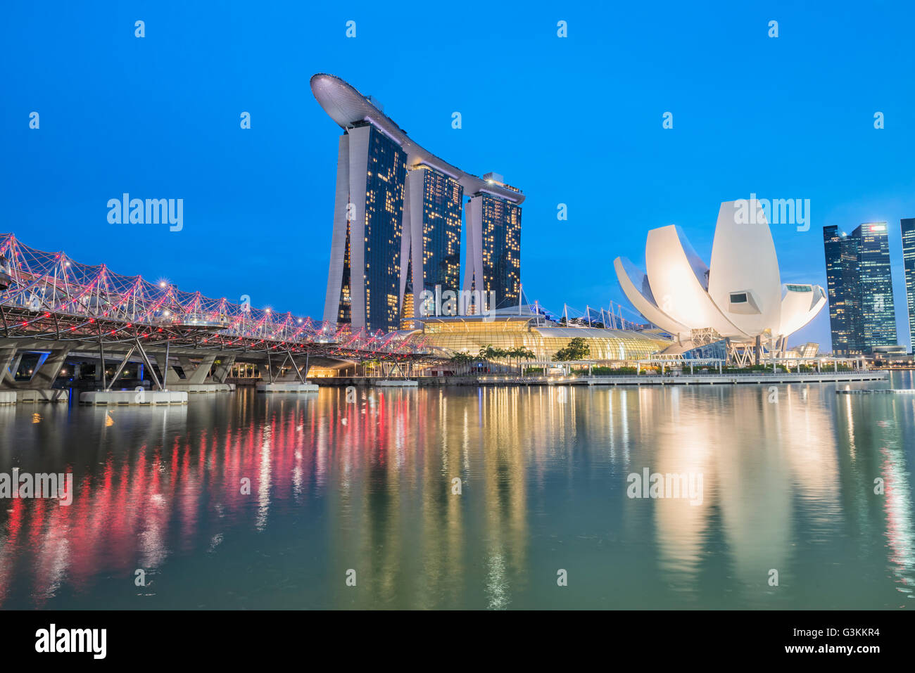 Il Marina Bay al crepuscolo, Singapore Foto Stock