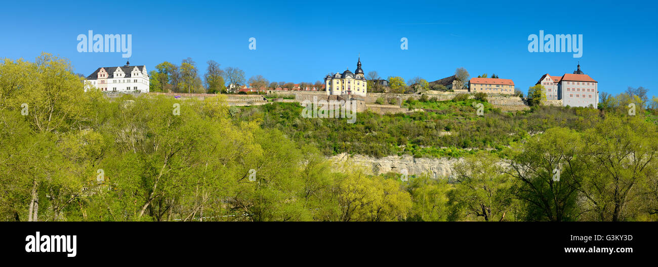 Dornburg castelli, palazzo rinascimentale castello rococò e antico castello, Saale Valley, Dornburg-Camburg, Turingia, Germania Foto Stock