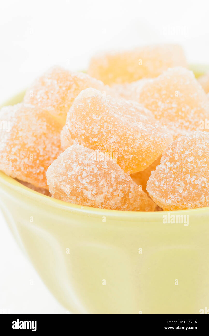 Lo zenzero essiccato rivestite di zucchero Foto Stock