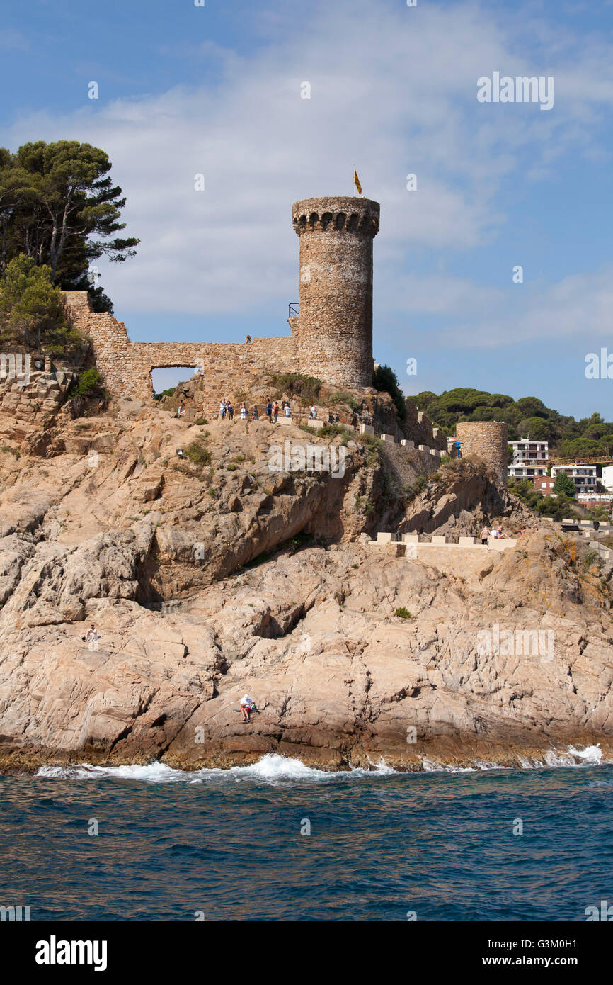 Città vecchia di Vila Vella, dal lato mare, Tossa de Mar, Costa Brava Catalogna, Europa PublicGround Foto Stock
