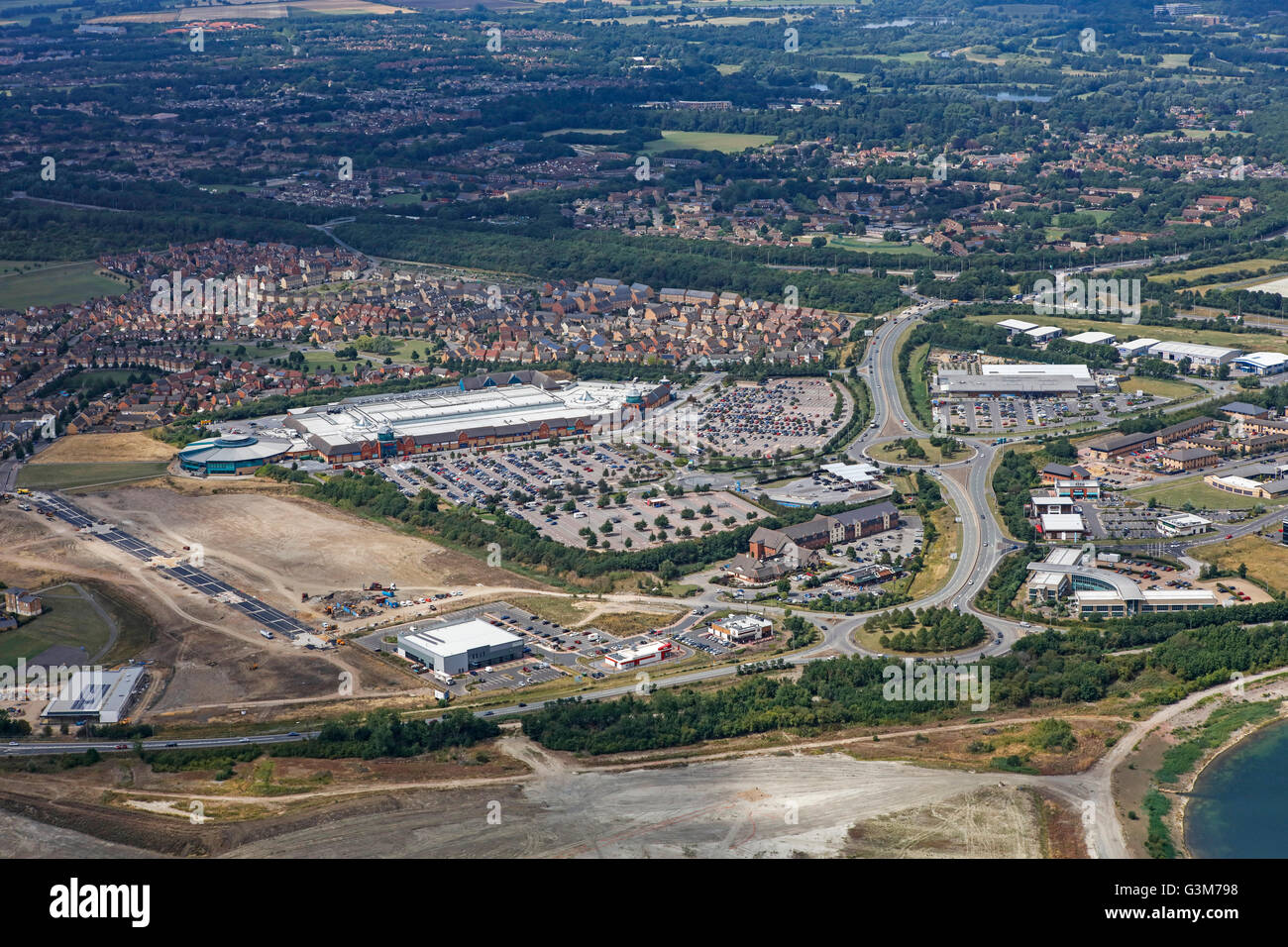Una veduta aerea di Hampton Hargate area di Peterborough, CAMBRIDGESHIRE Foto Stock
