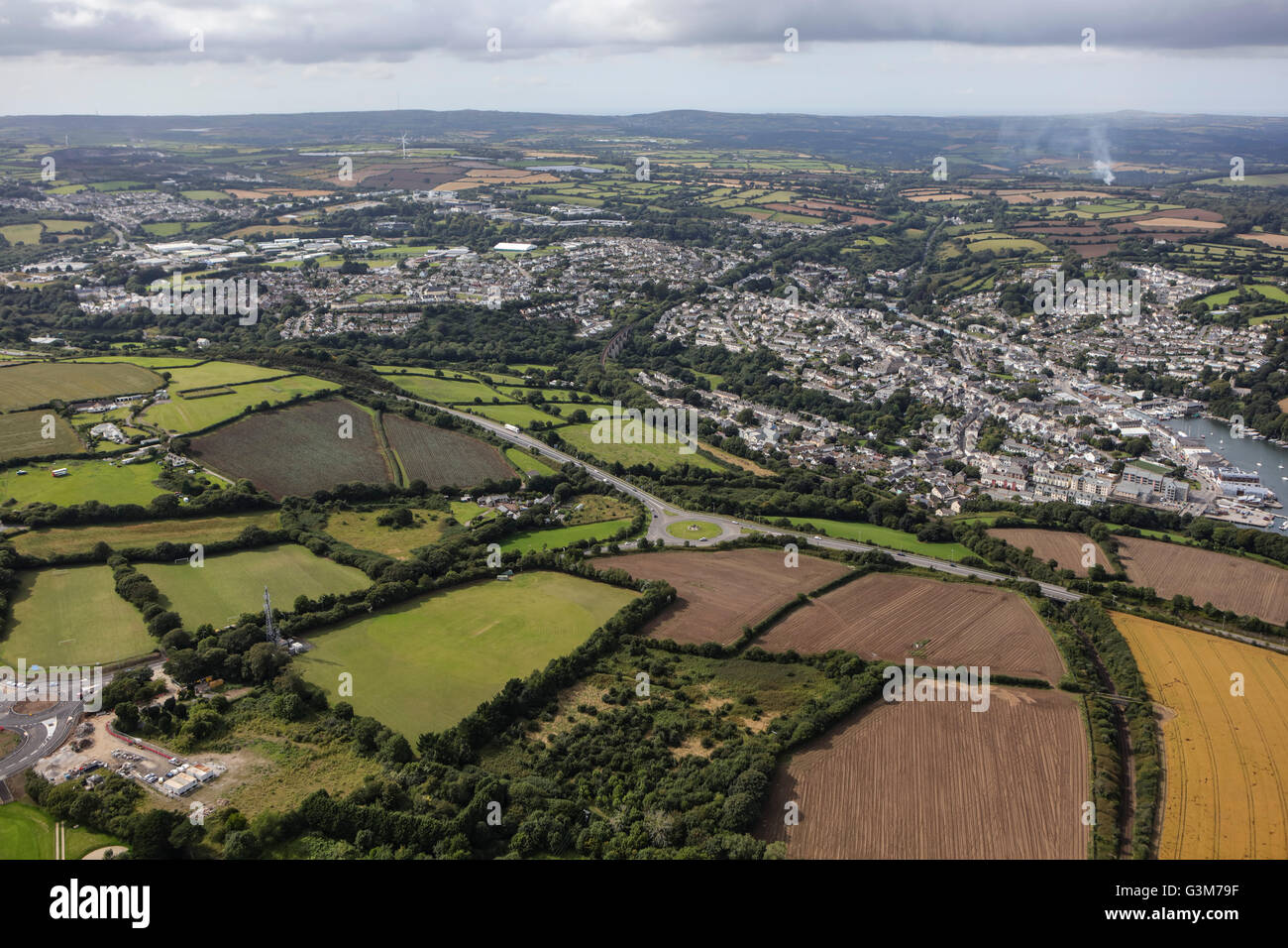 Una veduta aerea della città di Cornovaglia di Penryn Foto Stock