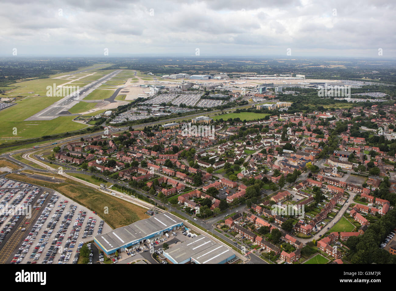 Una veduta aerea dell'Aeroporto Internazionale di Manchester Foto Stock