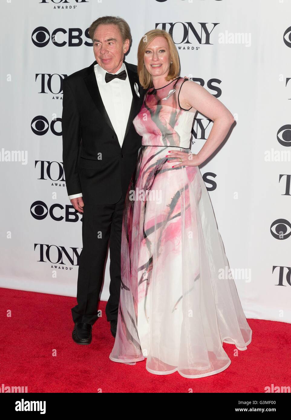 New York, NY, STATI UNITI D'AMERICA. 12 Giugno, 2016. Andrew Lloyd Weber, Heather A. Hitchens in sala stampa per il settantesimo annuale di Tony Awards 2016 - Sala Stampa, Beacon Theatre di New York, NY Giugno 12, 2016. Credito: Lev Radin/Everett raccolta/Alamy Live News Foto Stock