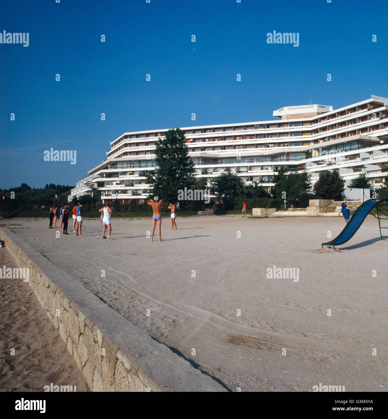 Urlaub im Hotel Panoramic im Badeort Neptun, Rumänien 1970er Jahre. Vacanza in Hotel Panoramic presso la località balneare Nettuno, la Romania degli anni settanta. Foto Stock