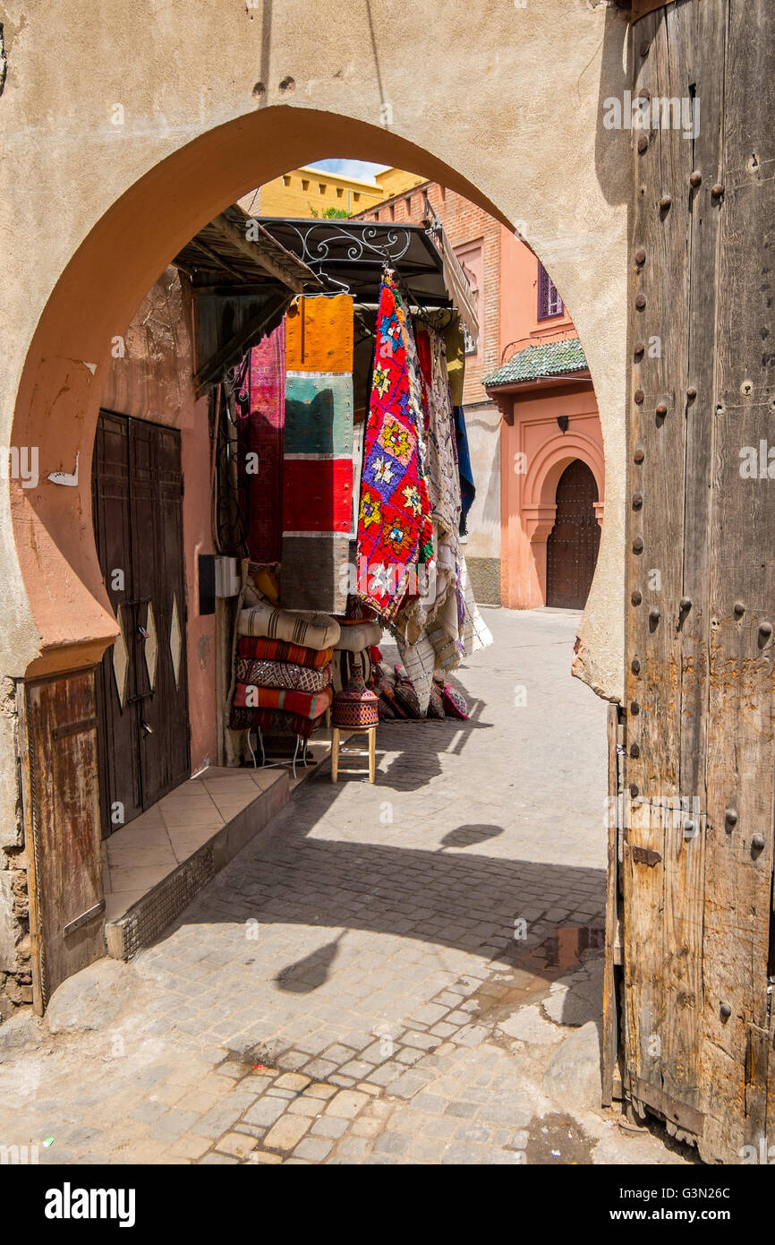 Vicoli della medina di Marrakesh / Marrakech, Marocco Foto Stock