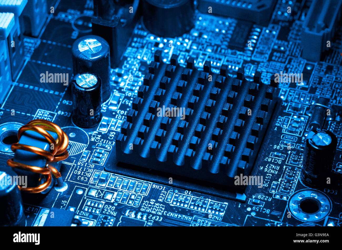 Close-up di motherboard scheda a circuito elettronico Foto Stock