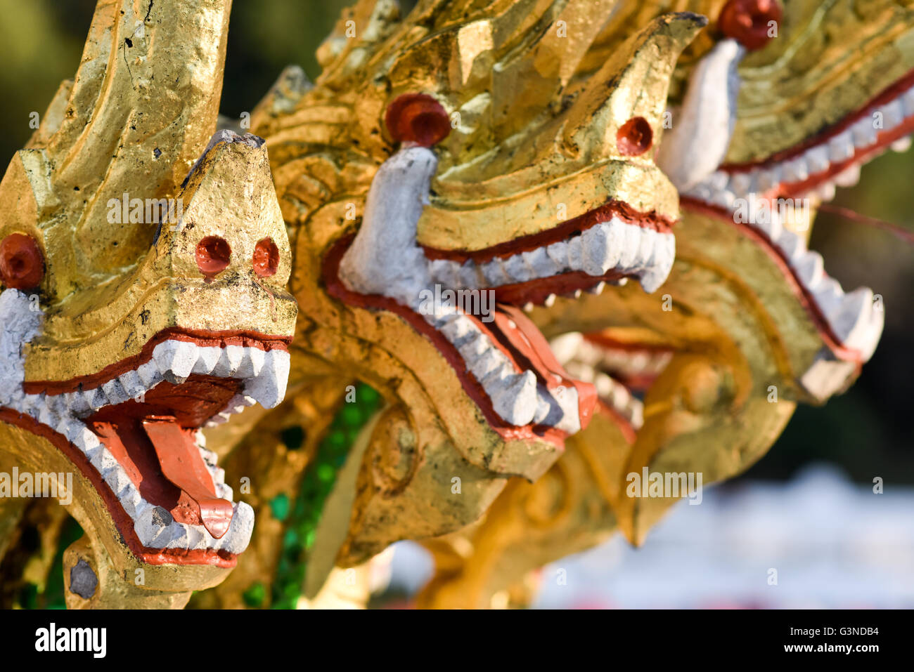 Dettagli del Royal Palace, Haw Pha Bang Pavilion, Luang Prabang Laos Foto Stock