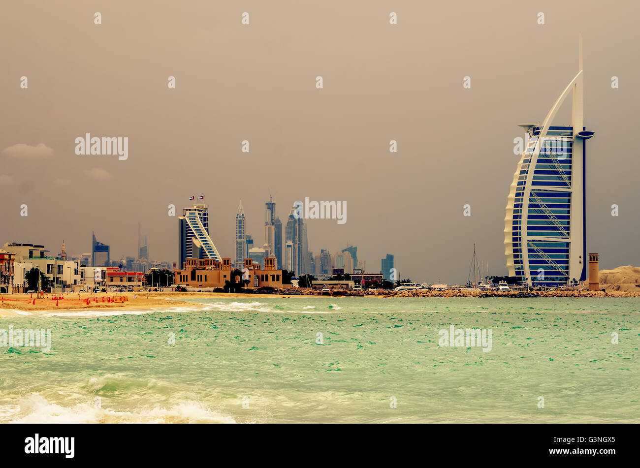 Spiaggia di Dubai, Emirati Arabi Uniti Foto Stock