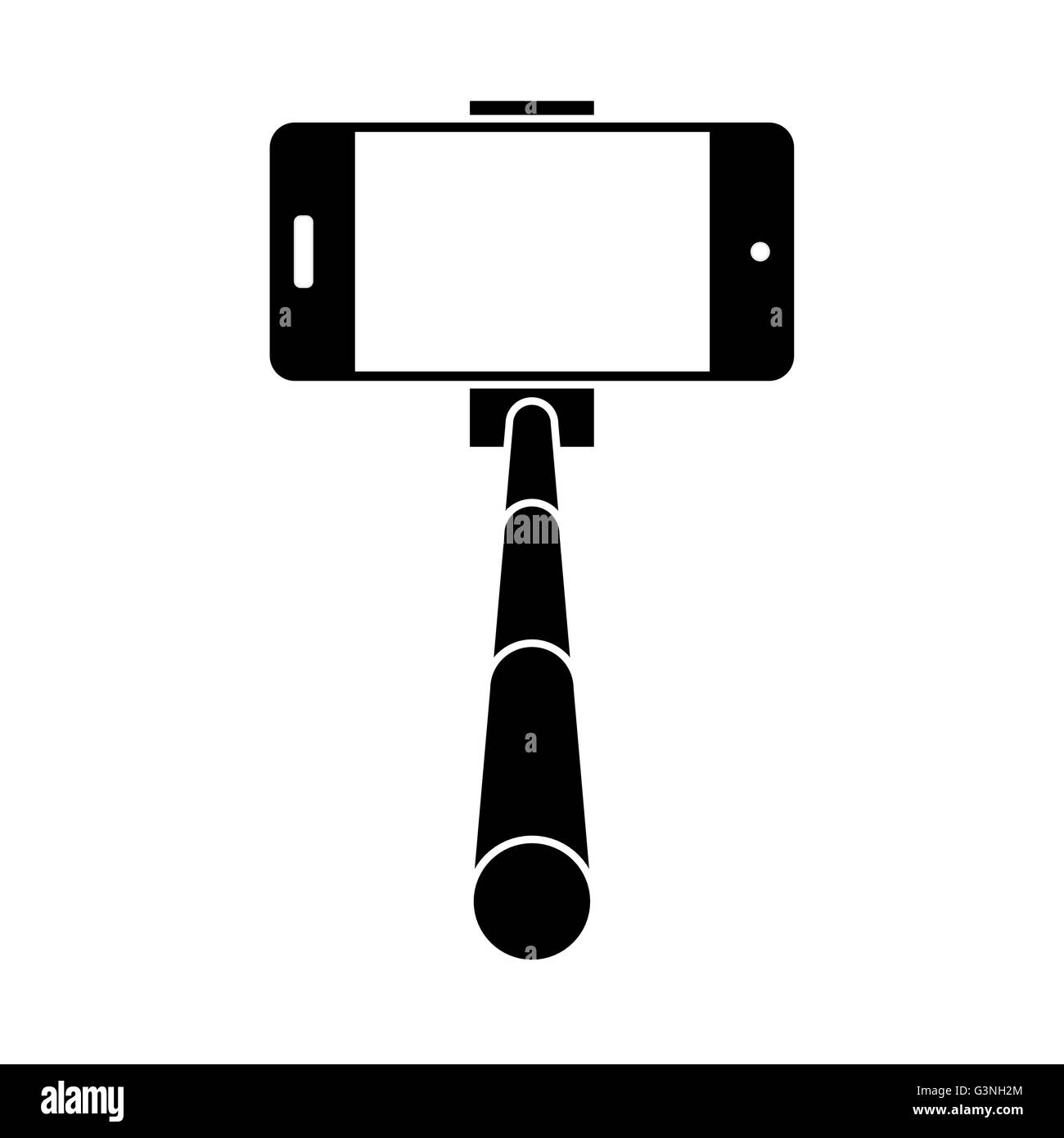 Selfie stick con la fotocamera dello smartphone illustrazione vettoriale Illustrazione Vettoriale