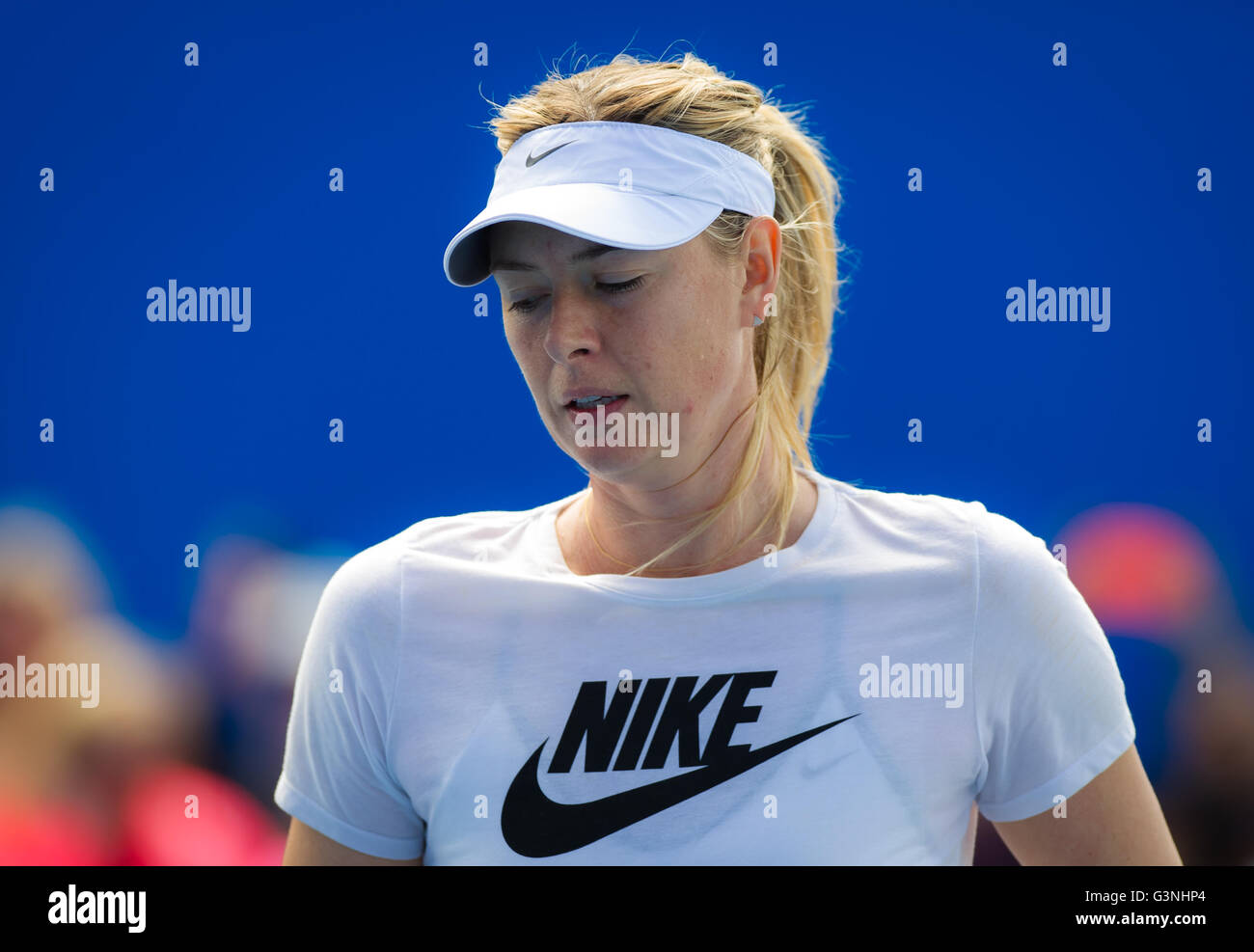 Maria Sharapova durante la pratica al 2016 Australian Open Foto Stock