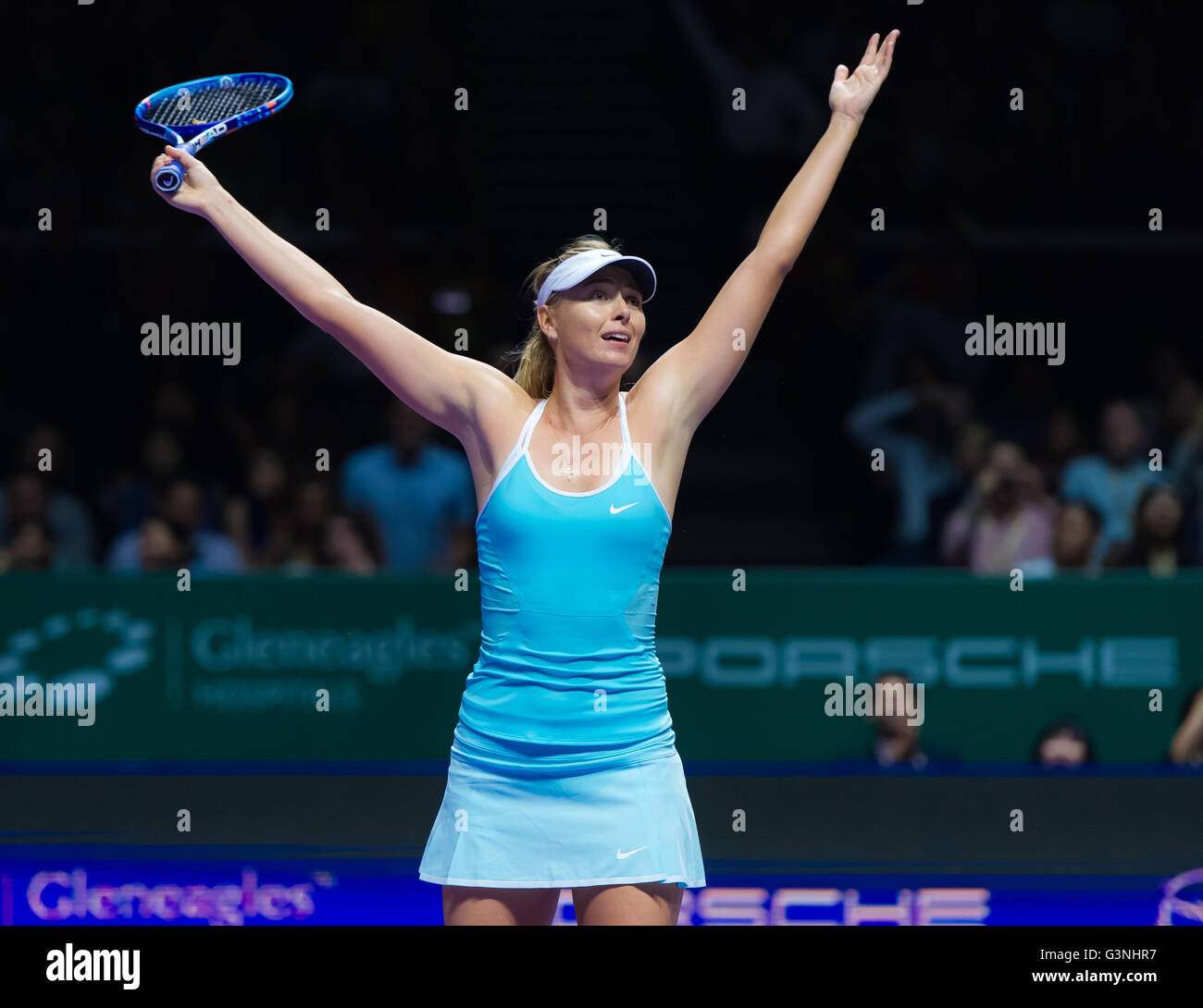 SINGAPORE, Singapore - 27 Ottobre : Maria Sharapova in azione al 2015 WTA finali Foto Stock