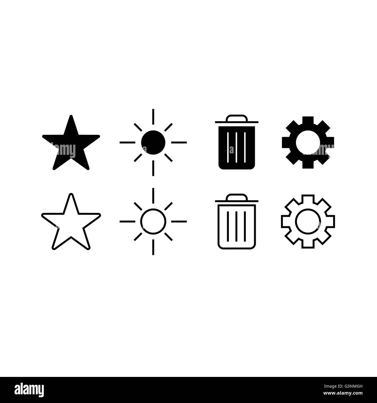 Set di sottile alla moda gadget moderno icone nel selezionare e deselezionare Illustrazione Vettoriale