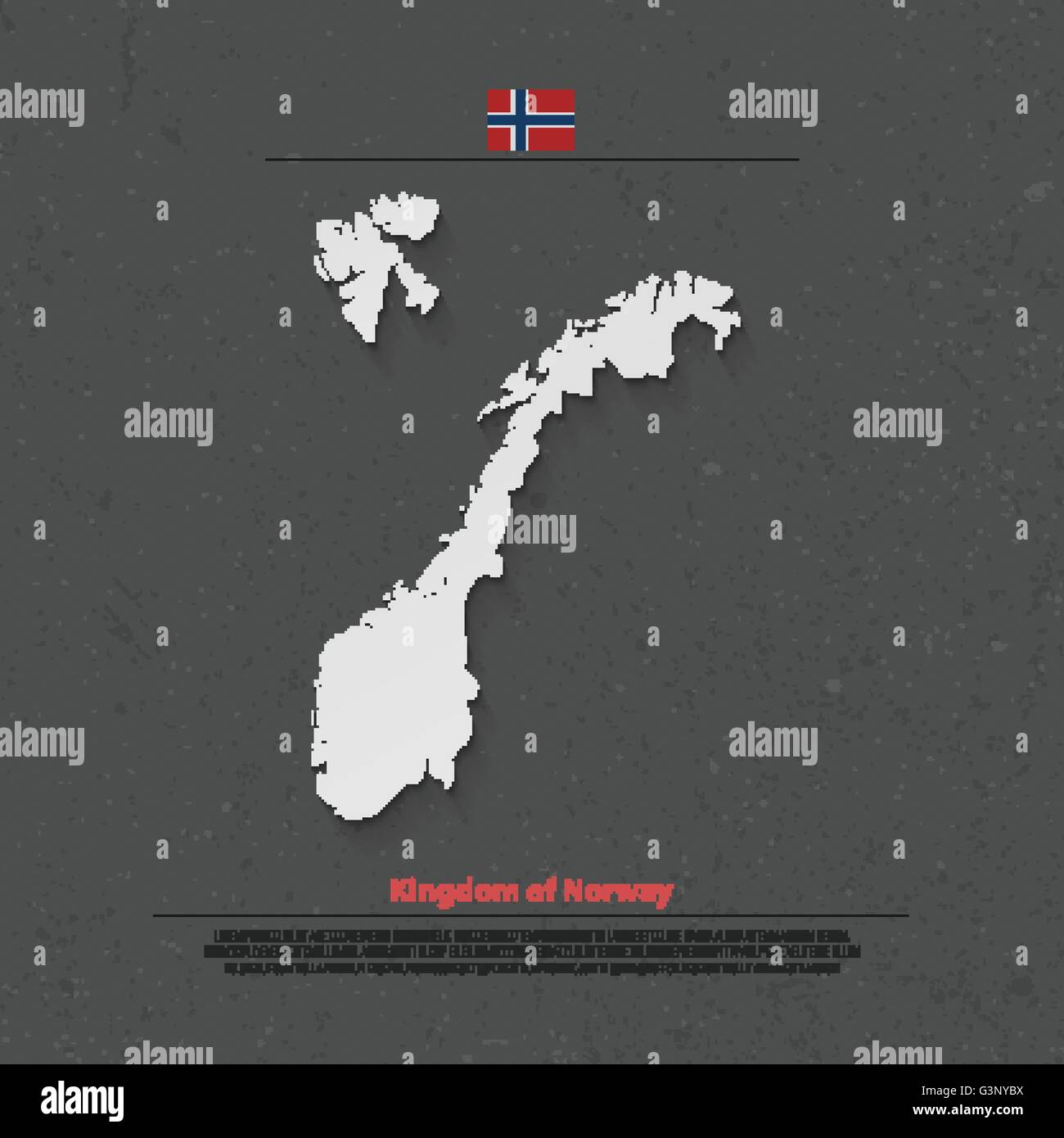 Regno di Norvegia mappa isolato e bandiera ufficiale icone. vettore politico norvegese mappa 3d'illustrazione. Paese scandinavo geo Illustrazione Vettoriale