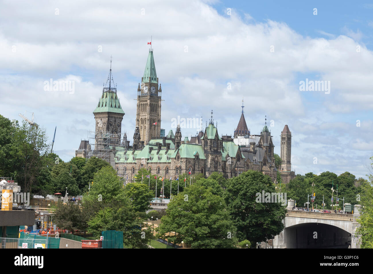 Del Canada agli edifici del Parlamento in estate Foto Stock