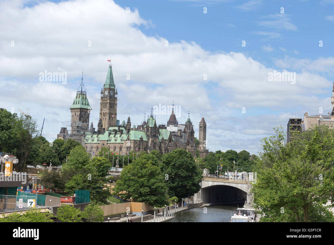 Del Canada agli edifici del Parlamento in estate Foto Stock