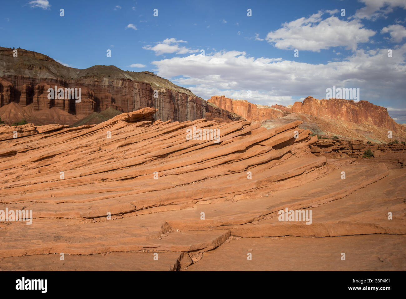 Erosione di roccia a Capitol Reef National Park nello Utah, Stati Uniti d'America Foto Stock