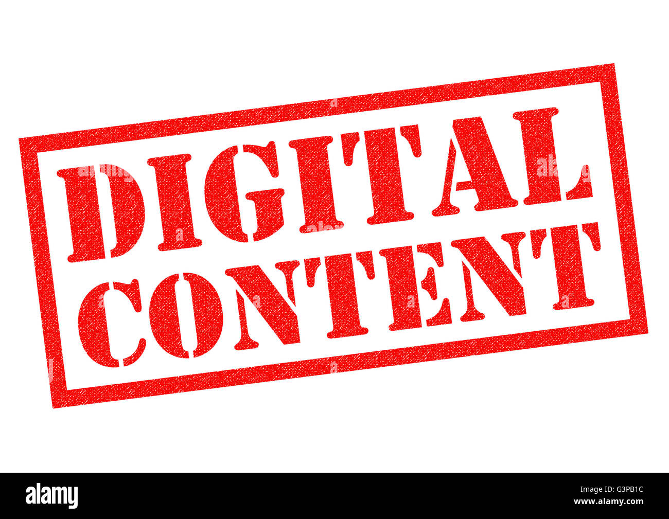 Contenuto digitale rosso timbro di gomma su uno sfondo bianco. Foto Stock