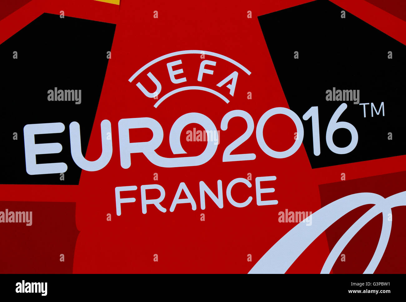 Das Logo der "Euro 2016" - Fussball Europameisterschaft in Frankreich 2016, Berlino. Foto Stock