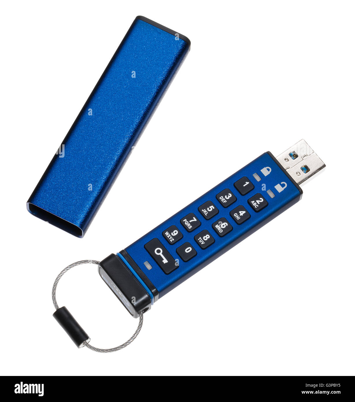 Datasur Pro stick USB. Pin attivato sulla scheda tastiera. Crittografia sicura dei dati. Foto Stock