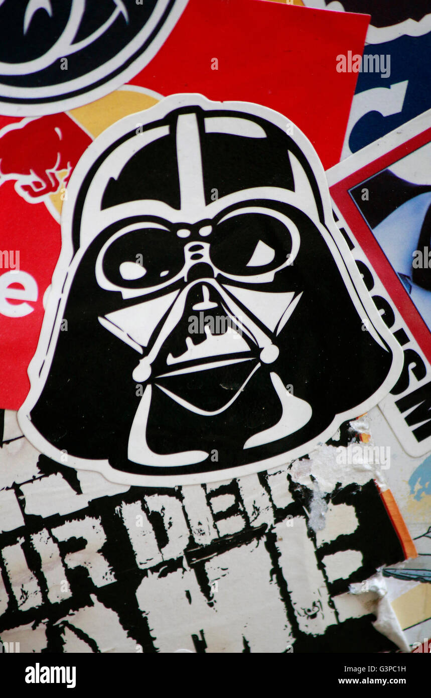 Darth Vader-Aufkleber, Berlino. Foto Stock
