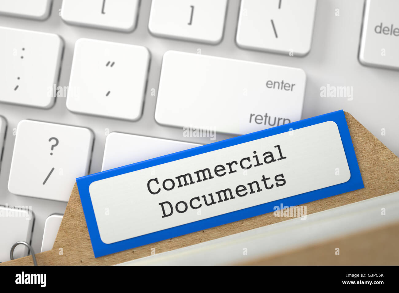 Cartella indice con iscrizione documenti commerciali. Foto Stock