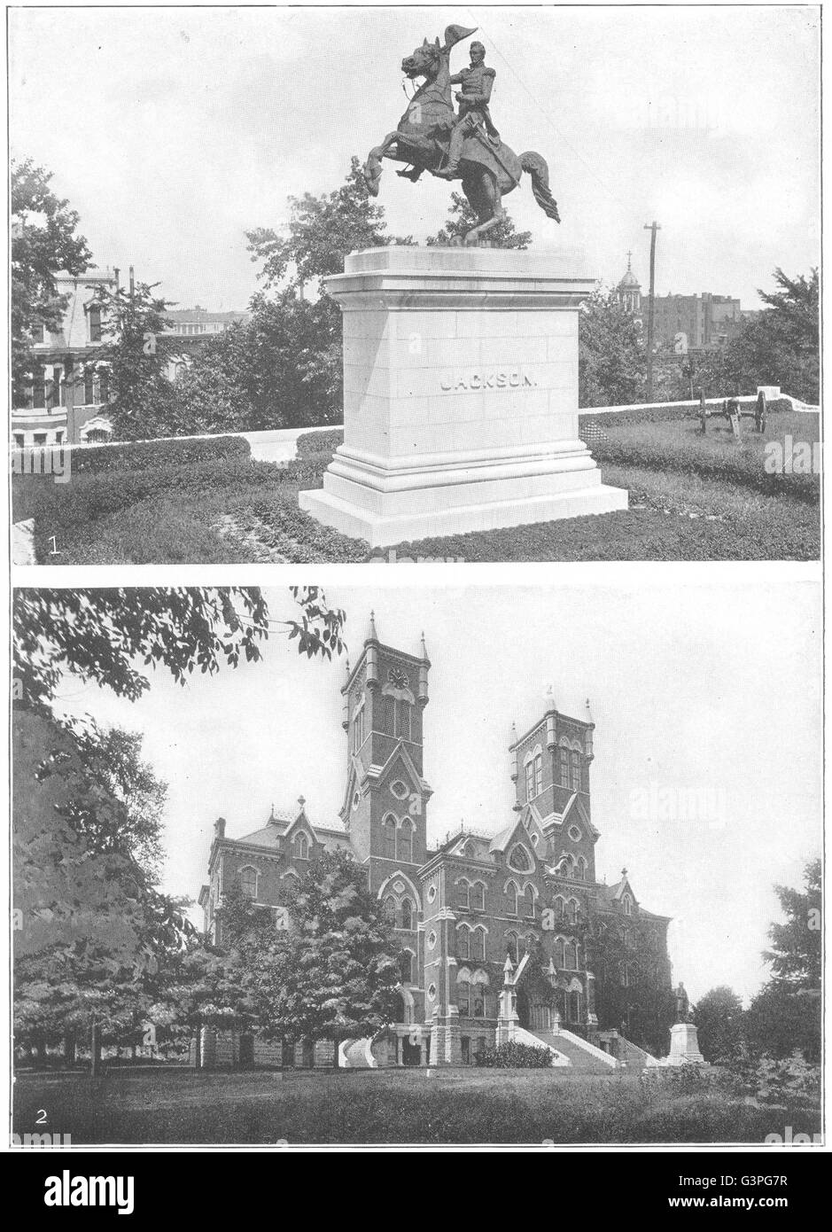 NASHVILLE: Tenn; Jackson monumento; Università di Vanderbilt, Scienza Hall, 1907 Foto Stock