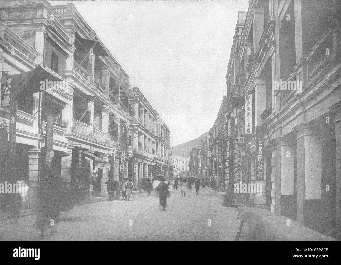 HONG KONG: Queen Street, Hongkong, antica stampa 1907 Foto Stock