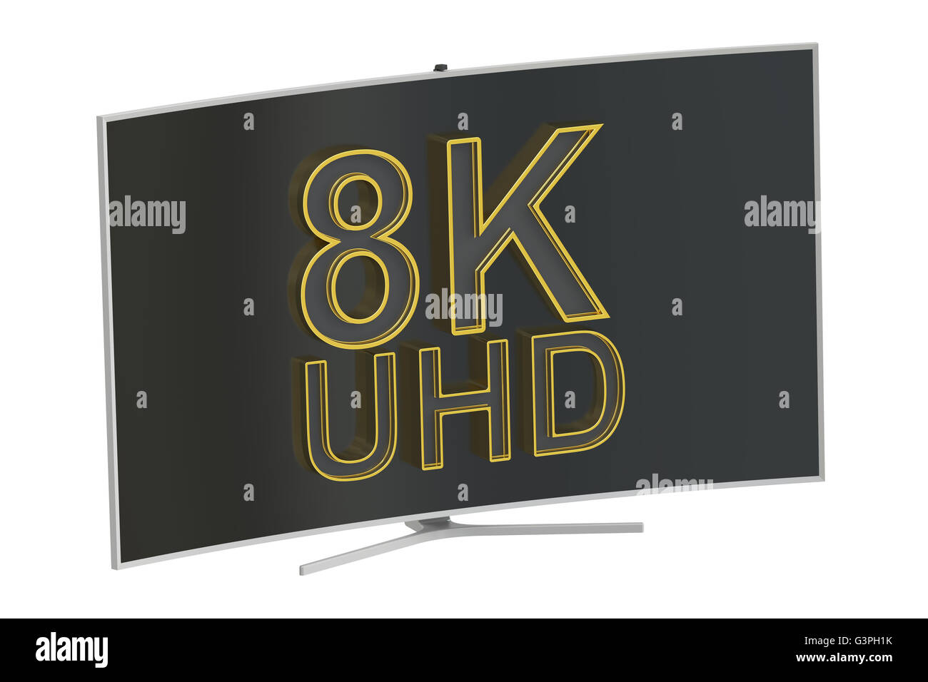 Curve 8K UltraHD TV, 3D rendering isolati su sfondo bianco Foto Stock