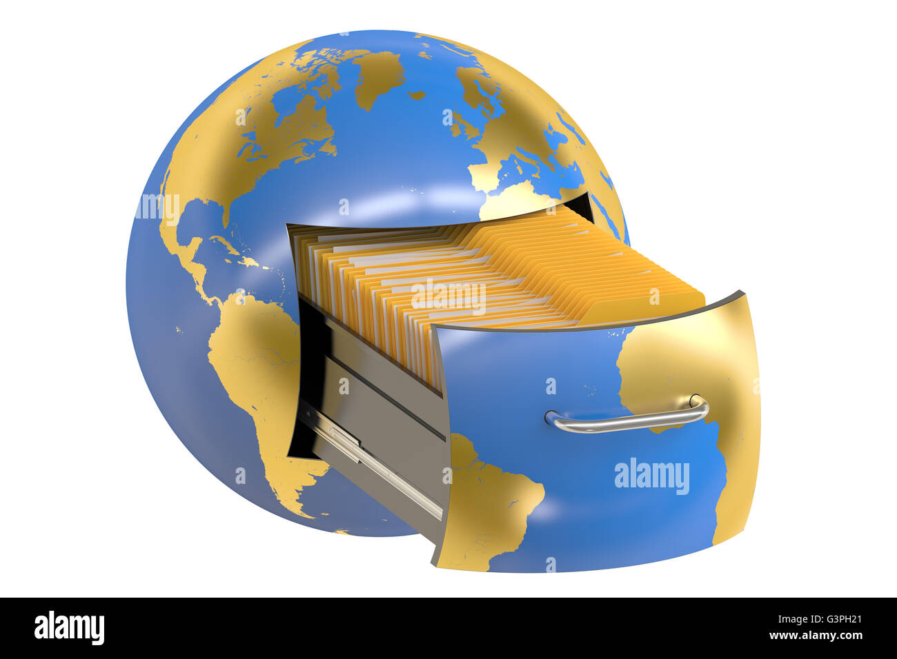 I dati globali di storage, 3D rendering isolati su sfondo bianco Foto Stock