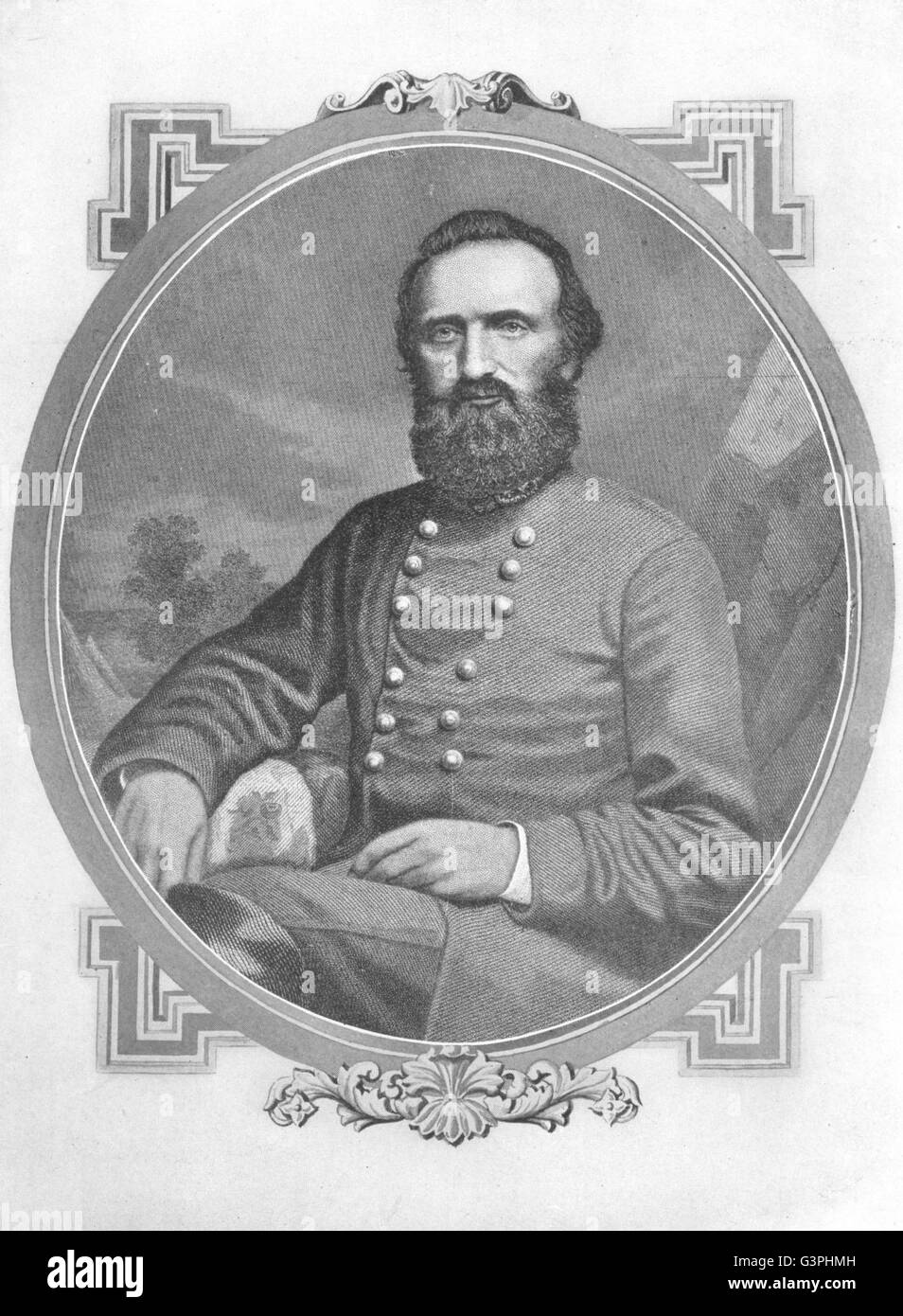 MILITARIA: Thomas Jonathan(Stonewall)Jackson, antica stampa 1907 Foto Stock
