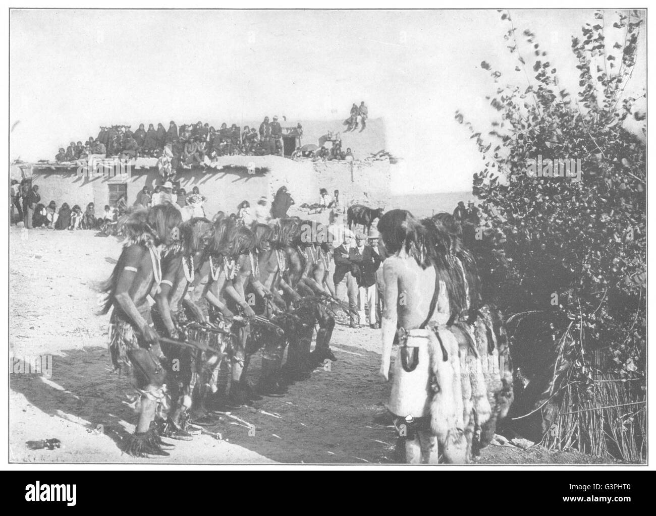 Animali: Il serpente danza di Moki indiani, antica stampa 1907 Foto Stock