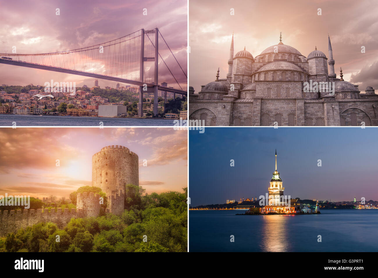 Istanbul Landmarks Collage,Turchia Foto Stock
