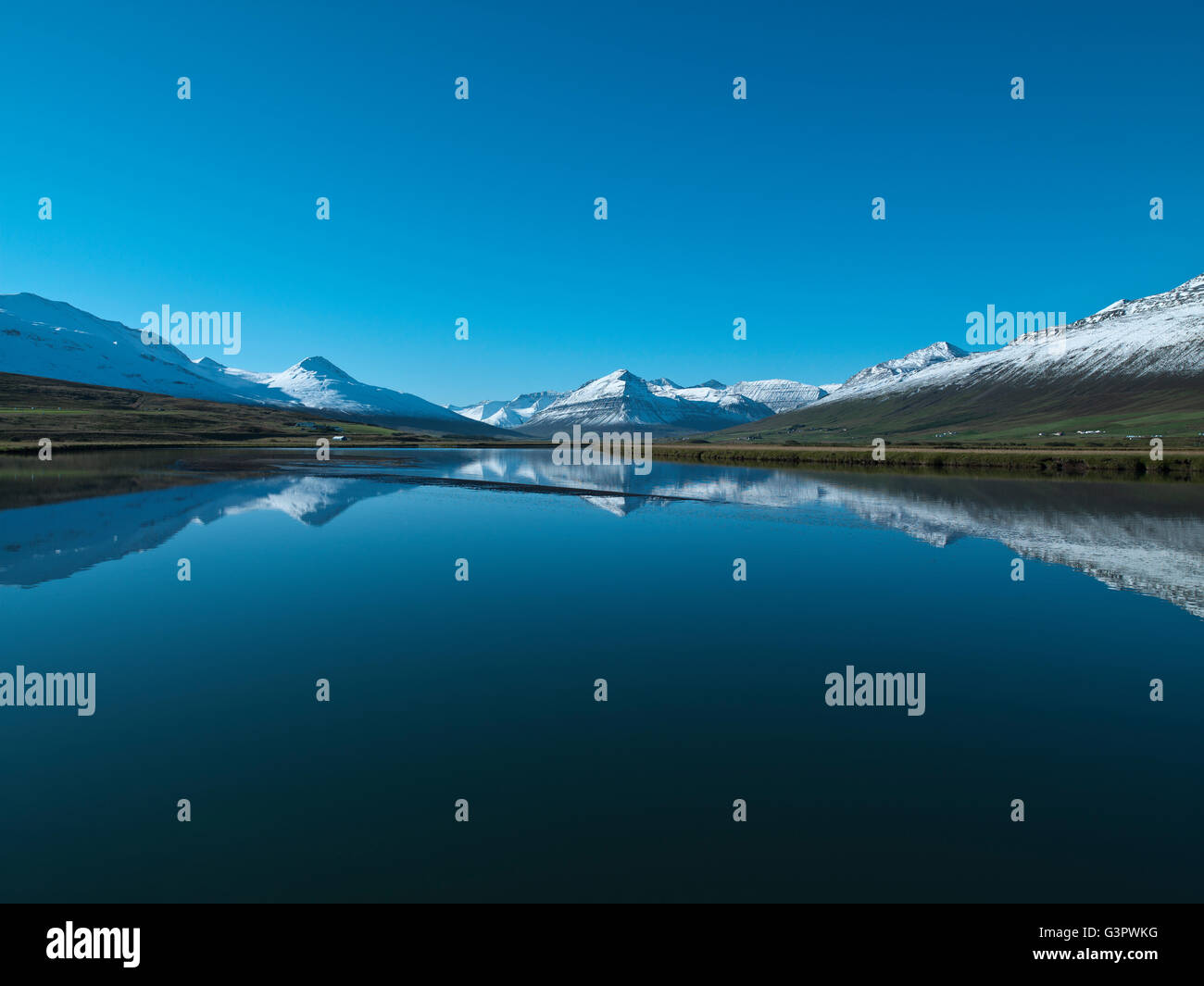 Paesaggio panoramico, Dalvik, Eyjafjordur, Islanda Foto Stock