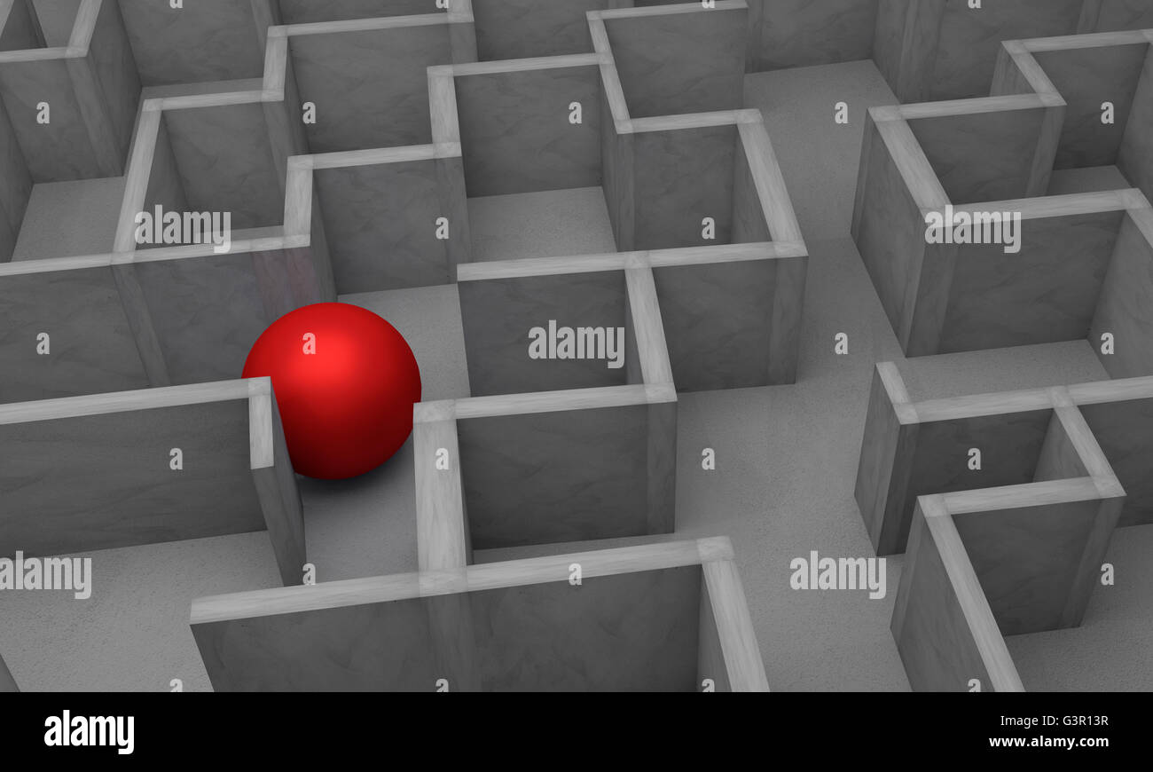 Grigio a labirinto, la risoluzione di problemi complessi concetto,3d rendering Foto Stock