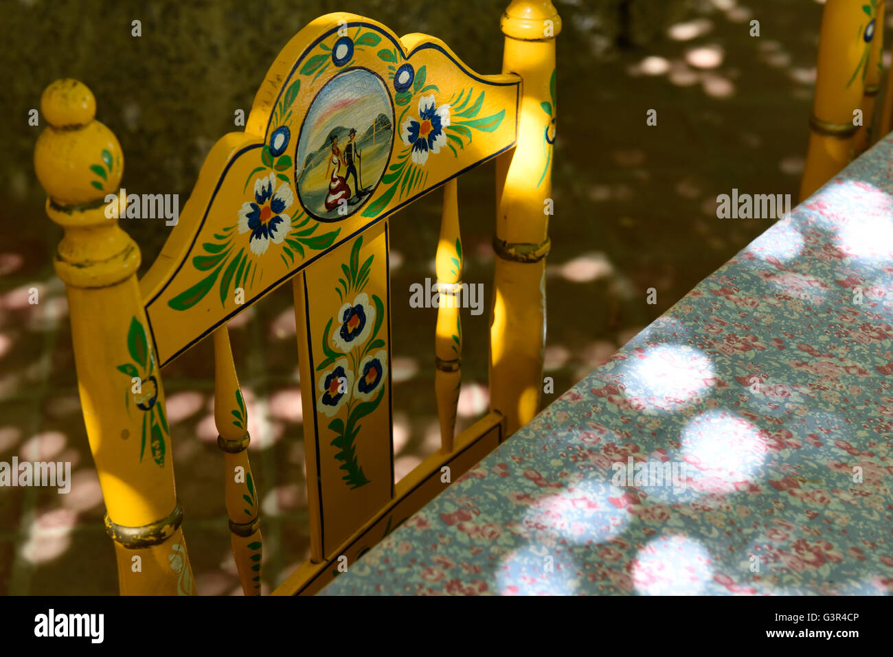 Dipinto a mano sedie da Siviglia Andalusia Spagna sedie tradizionale decor decorazione interior design artesian 'Made in Spagna " Foto Stock