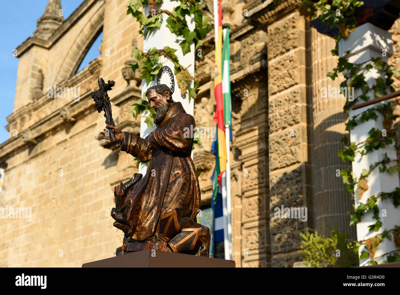 Sherry raccolto in Jerez , calcando le uve 'Fiesta de la Vendimia ' Jerez de la Frontera ogni anno nel mese di settembre Foto Stock