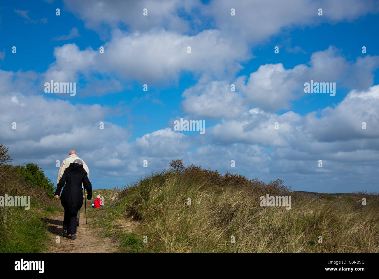 La gente a piedi a muy riserva naturale di Texel in Olanda Foto Stock