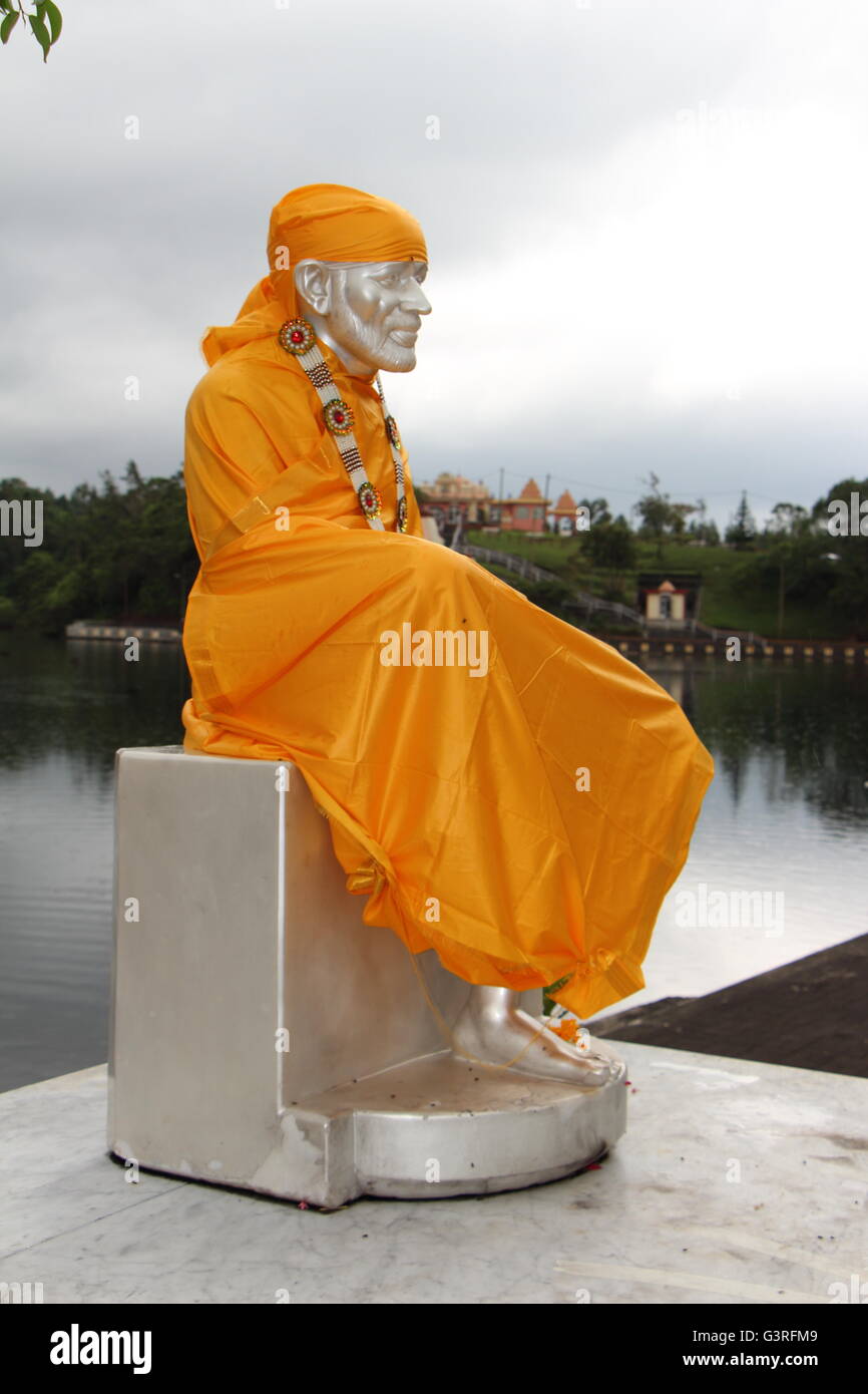 Mauritius Grand Bassin, Ganga Talao tempio statua indiana di maestro spirituale Shirdi Sai Baba Foto Stock