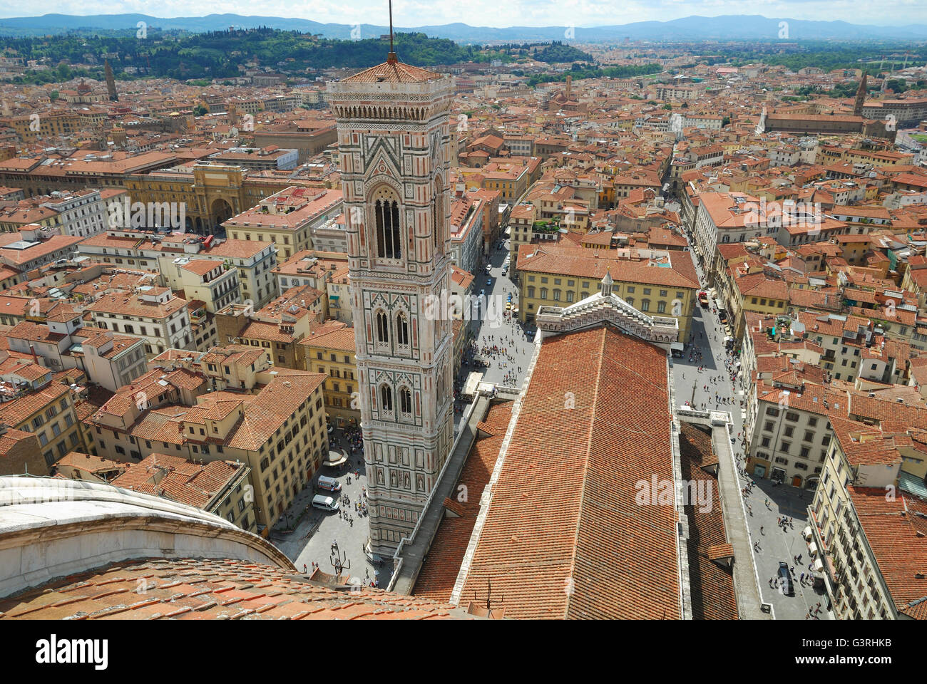 Vista dalla cima del duomo di Firenze di Firenze. Firenze, Toscana, Italia, Europa Foto Stock