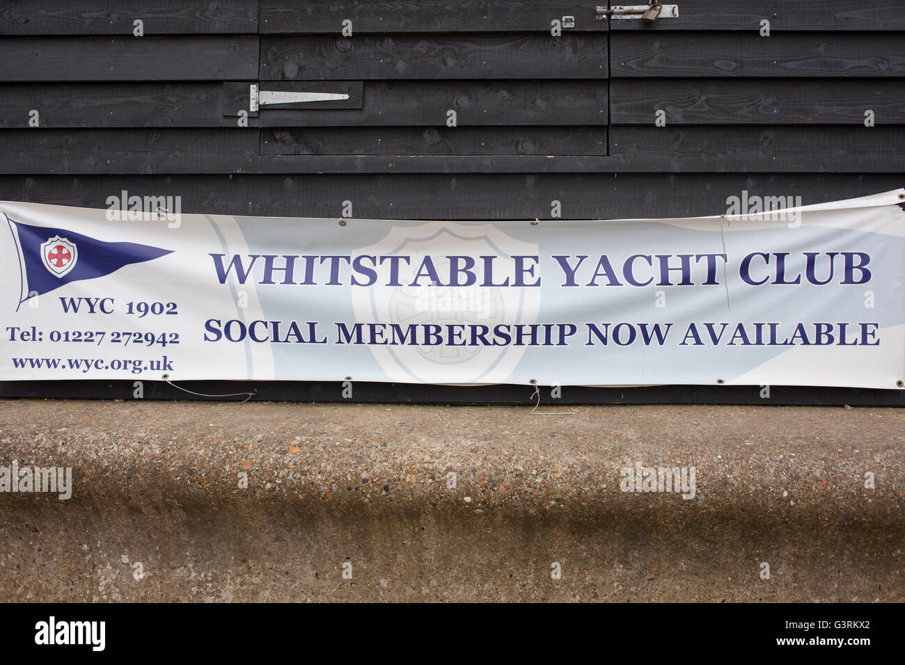Whitstable Yacht Club segno, Whitstable Kent Foto Stock