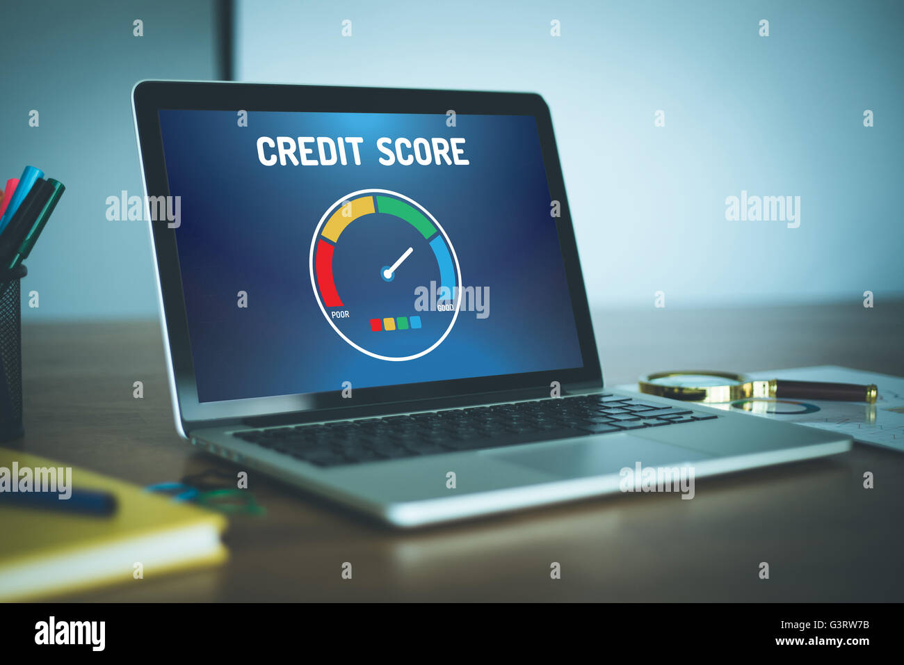Computer con punteggio di credito applicazione su una schermata Foto Stock