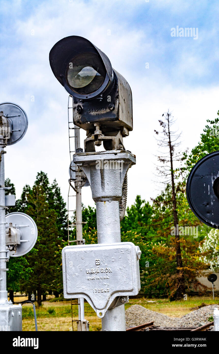 Un antico railroad spia di segnalazione Foto Stock