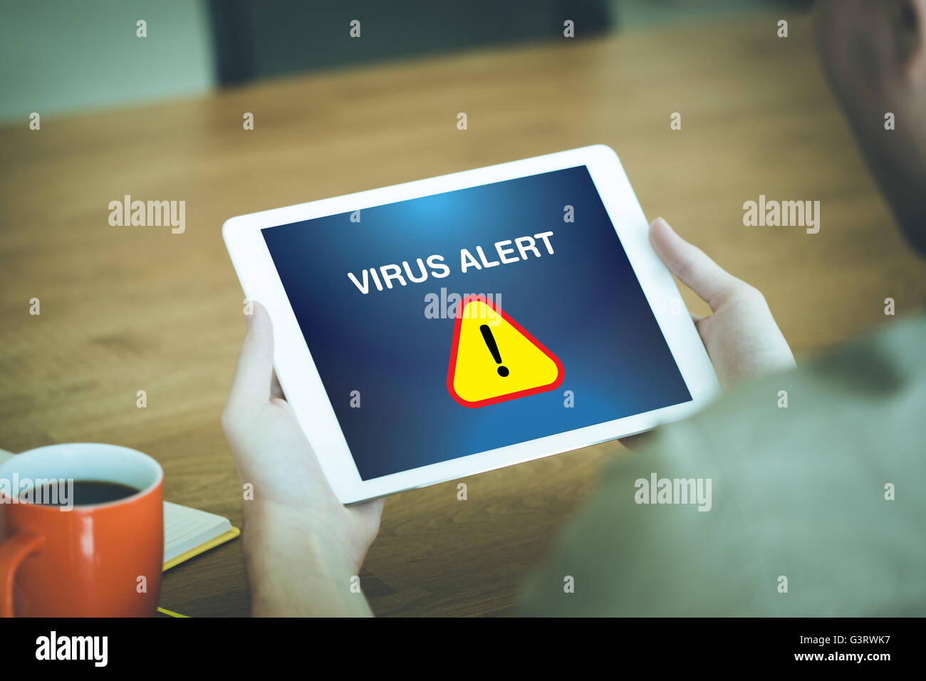 Allarme Virus segno sul computer Foto Stock