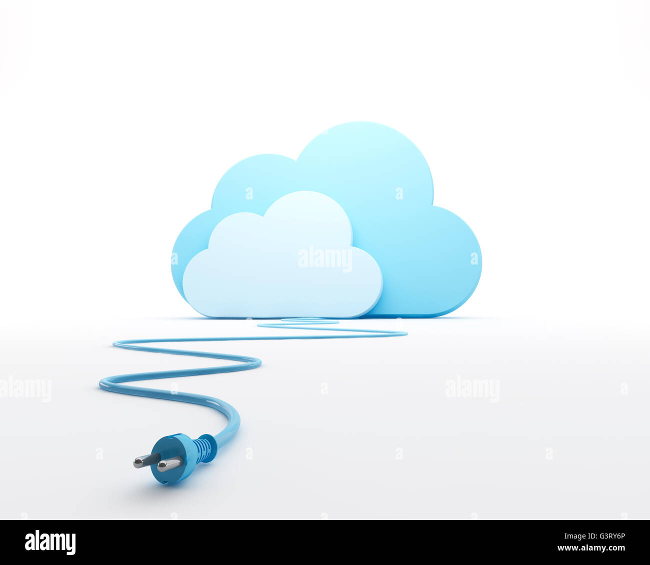 La tecnologia di cloud computing. Unplugged cloud su sfondo bianco. Foto Stock