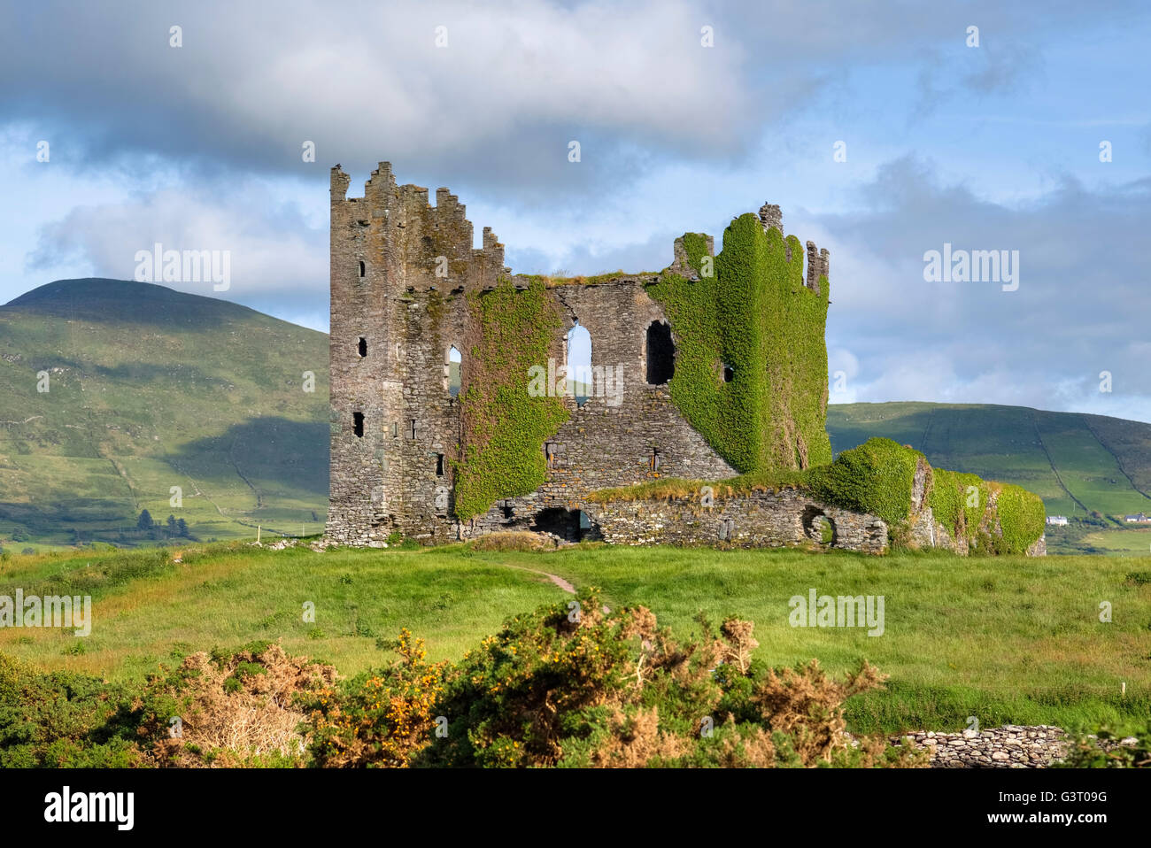 Ballycarbery Castle, Cahersiveen, nella contea di Kerry, Irlanda Foto Stock